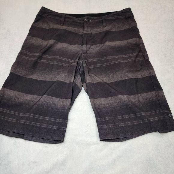 Volcom Hybrid Shorts 4-way stretch black gray striped men’s shorts 32 activewear - Picture 1 of 10